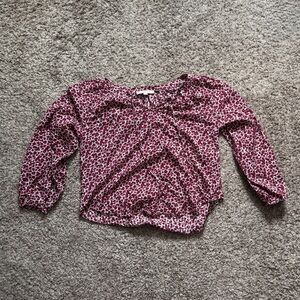 LOFT Women's Red Patterned Top